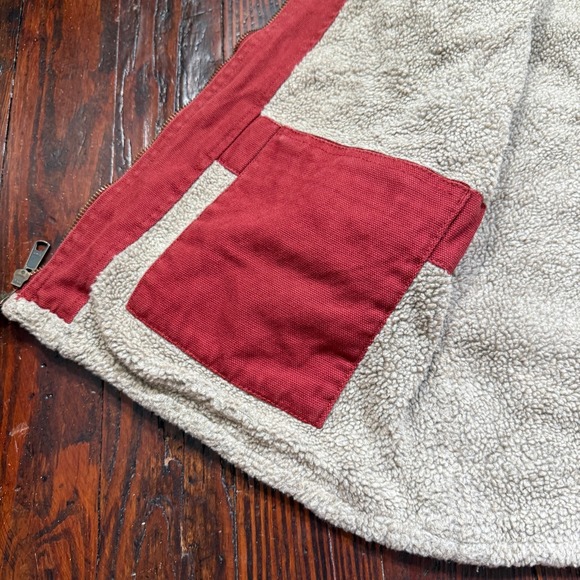 Duluth Trading Vest Womens L Red Canvas Sherpa Lined Heavyweight Chore Full Zip - Picture 8 of 13
